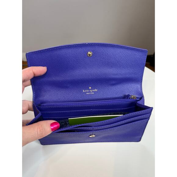 Kate Spade Liana Monster Purple Leather Clutch Wallet NWT Retail $278 - Picture 9 of 16